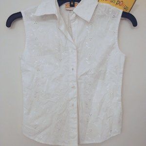 Girls Sleeveless Embroidered Cotton Top